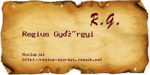 Regius Györgyi névjegykártya